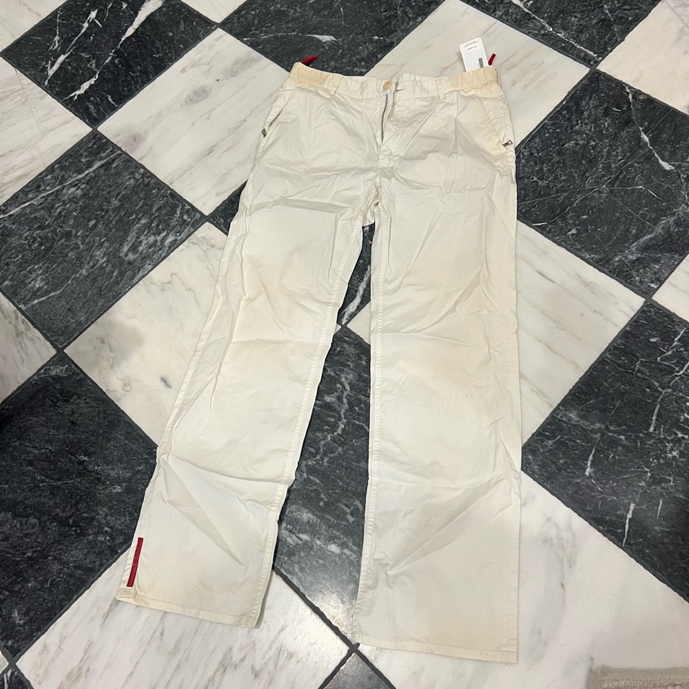 Prada Cream Straight-Leg Chinos for Men 100% Cotton